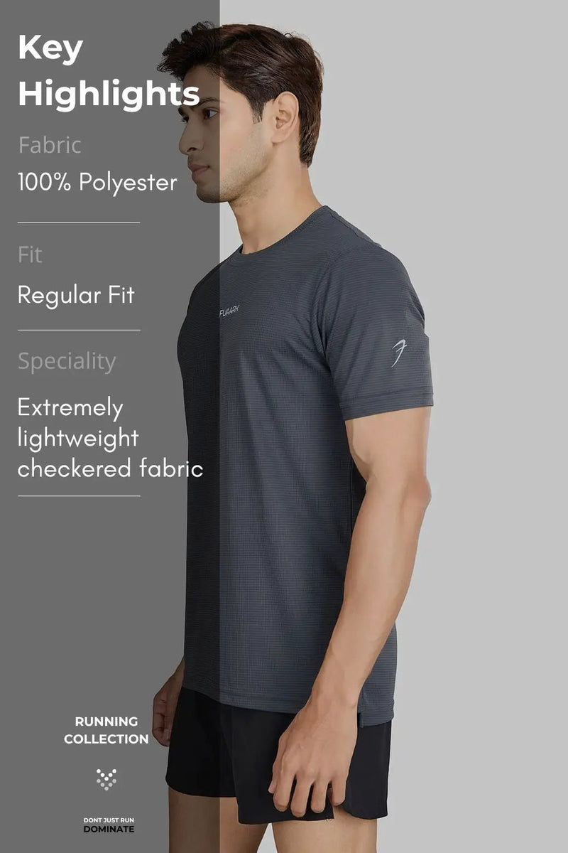 Checks Running T-shirt Grey by Fuaark Nz