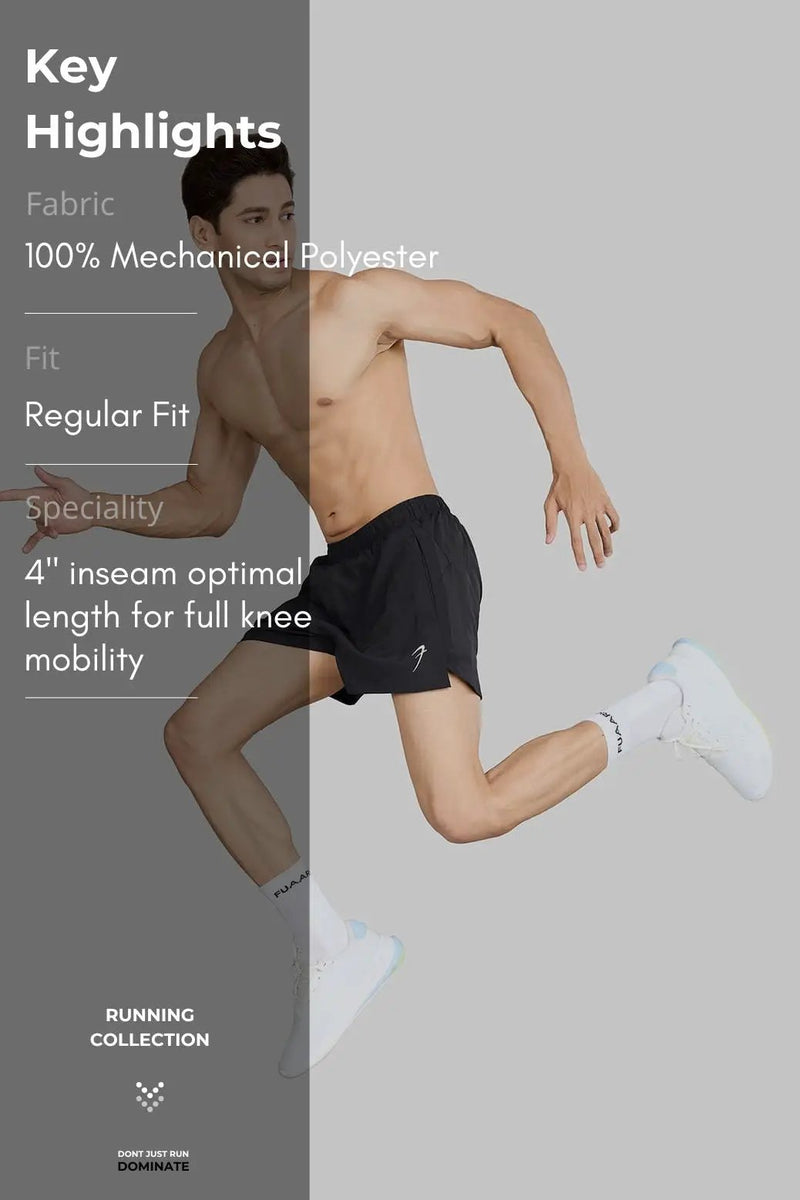 Pulse 4" Running Shorts Black by Fuaark Nz