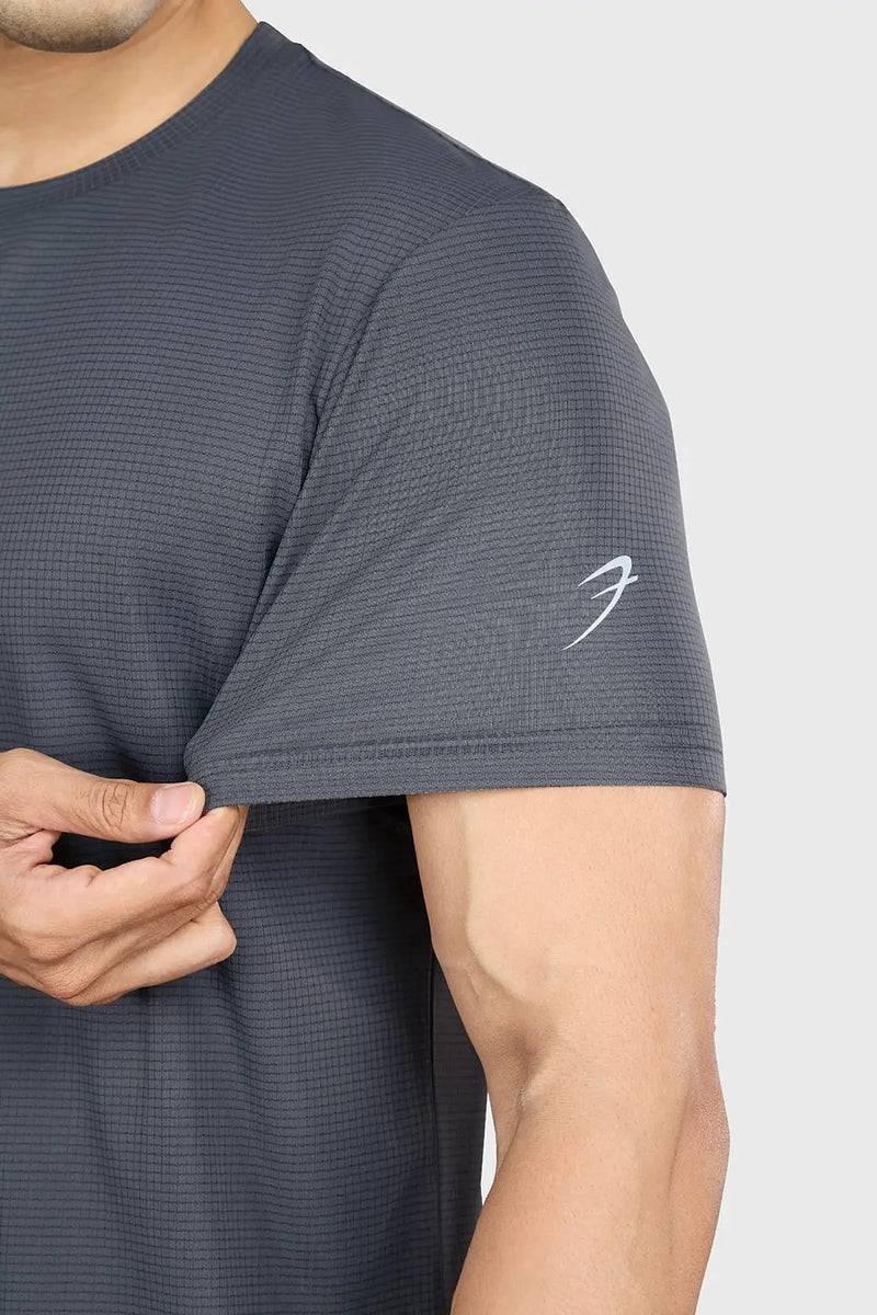 Checks Running T-shirt Grey by Fuaark Nz