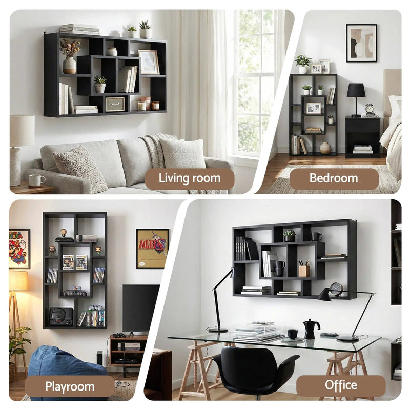 SportZone.co.nz Furniture > Living Room > Bookcases & Shelves Artiss Floating Wall Shelves Bookshelf Black Artiss Floating Wall Shelves Bookshelf Black