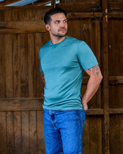Men's Crew Short Sleeve T-shirt - 100% Merino Wool, Fern Green by Merino 365 NZ