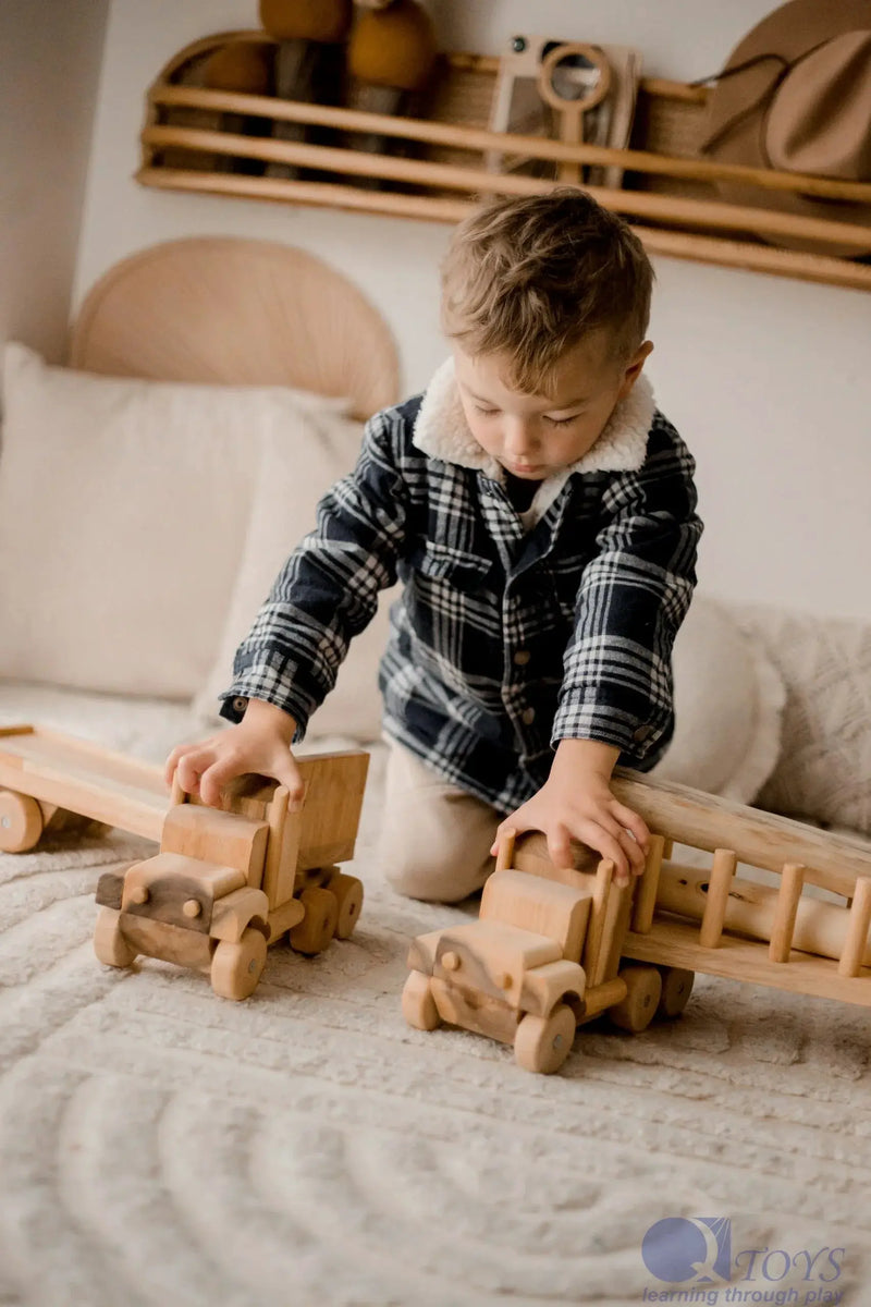 Wooden Flat Back Truck - QToys | Wooden Toy NZ by Curious Moonbeam