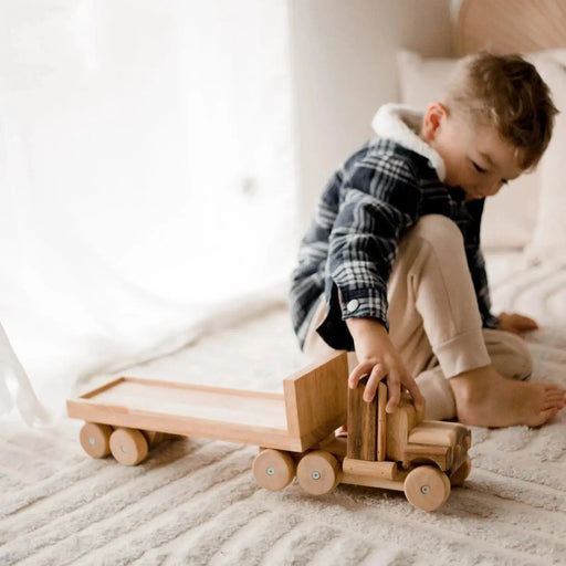Wooden Flat Back Truck - QToys | Wooden Toy NZ by Curious Moonbeam