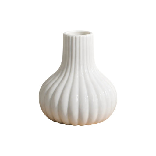 Frankly Cotton Fluted Ceramic Bud Vase – White by Nest & Stem Homewares
