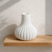 Frankly Cotton Fluted Ceramic Bud Vase – White by Nest & Stem Homewares