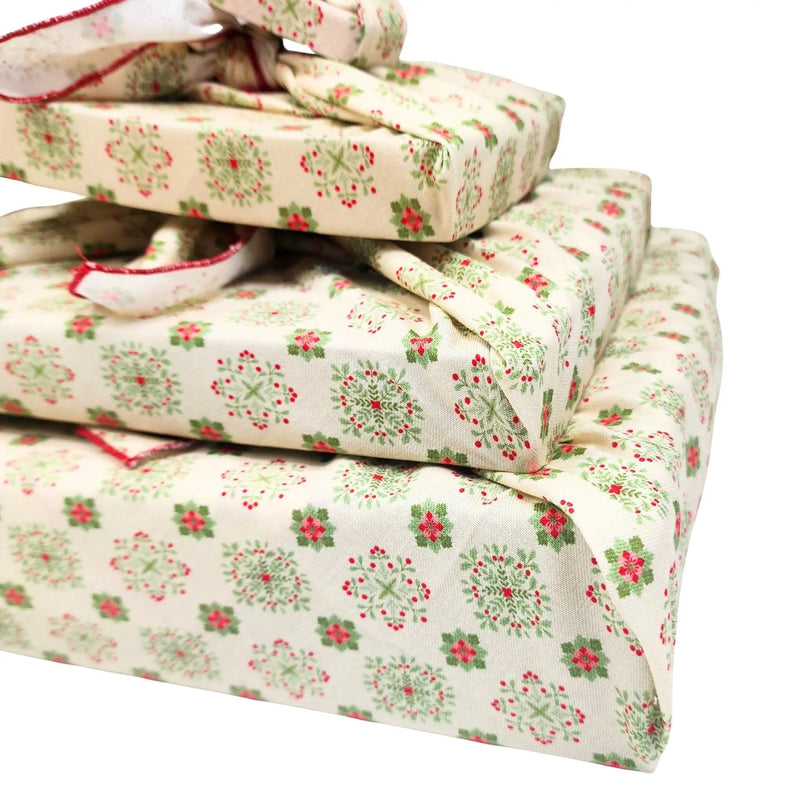 Waste Free Celebrations Furoshiki Wrapping Cloths Folk Blomsterkunst - 4 Furoshiki Gift Wraps Folk Blomsterkunst - 4 Furoshiki Gift Wraps