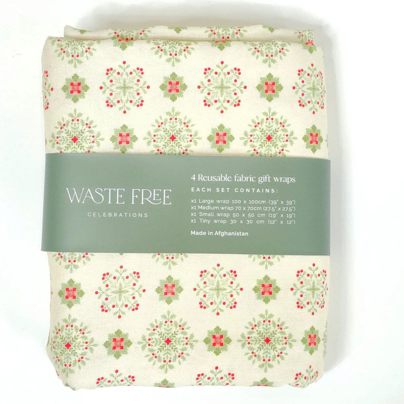 Waste Free Celebrations Furoshiki Wrapping Cloths Folk Blomsterkunst - 4 Furoshiki Gift Wraps Folk Blomsterkunst - 4 Furoshiki Gift Wraps