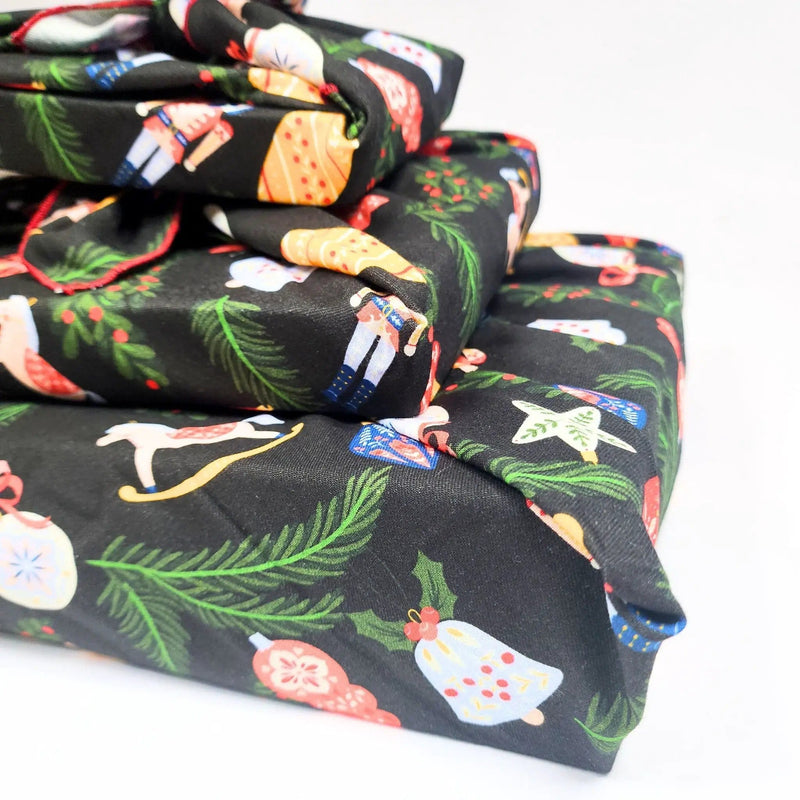 Waste Free Celebrations Furoshiki Wrapping Cloths Folk Julepynt - 4 Furoshiki Gift Wraps Folk Julepynt - 4 Furoshiki Gift Wraps