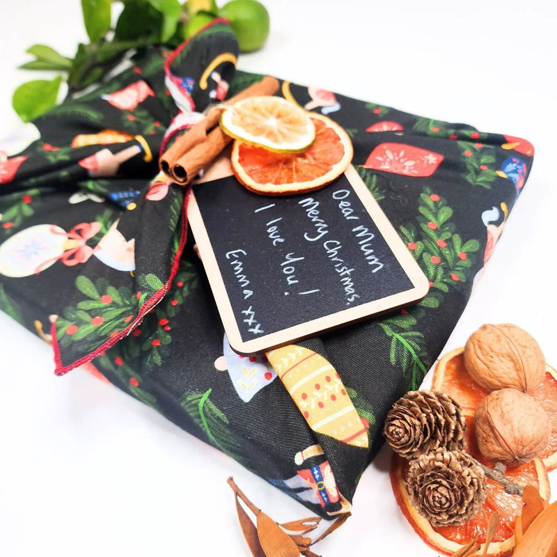 Waste Free Celebrations Furoshiki Wrapping Cloths Folk Julepynt - 4 Furoshiki Gift Wraps Folk Julepynt - 4 Furoshiki Gift Wraps