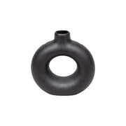 Frankly Cotton Black Sculptural Ring Vase by Nest & Stem Homewares