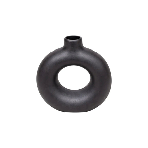 Nest & Stem Homewares Ceramic Vase Frankly Cotton Black Sculptural Ring Vase Frankly Cotton Black Sculptural Ring Vase