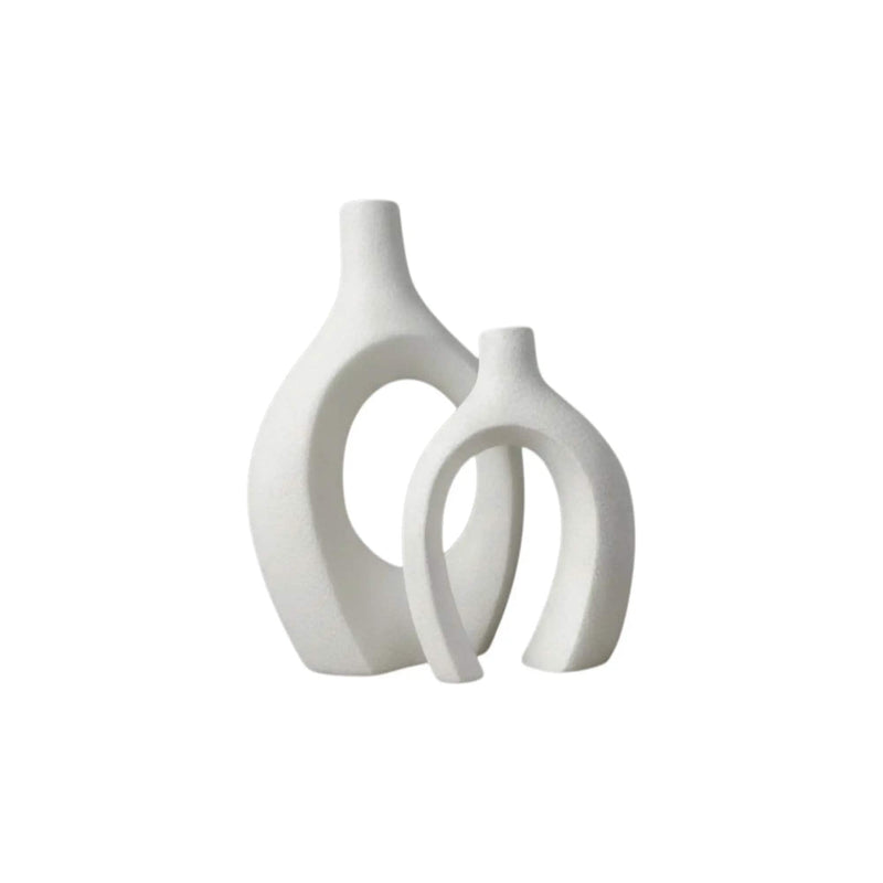 Frankly Cotton Ceramic Black Sculptural Vase Set (2-Piece) by Nest & Stem Homewares