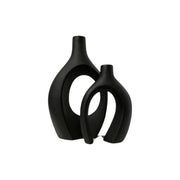Frankly Cotton Ceramic Black Sculptural Vase Set (2-Piece) by Nest & Stem Homewares