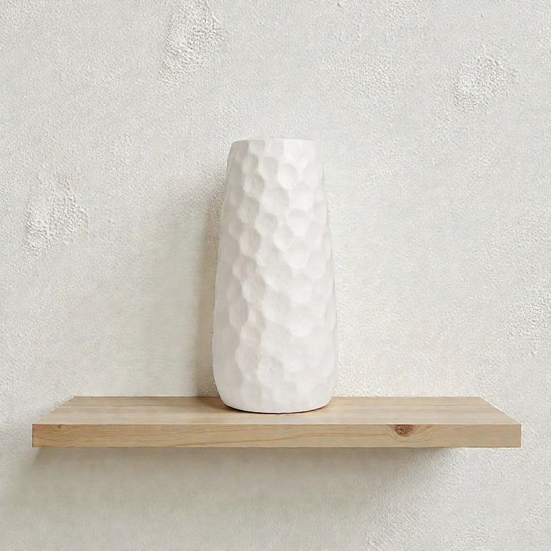 Frankly Cotton Ceramic Tall Hammered Vase by Nest & Stem Homewares