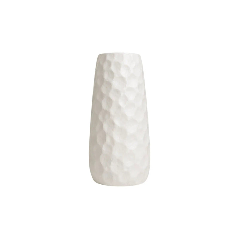 Frankly Cotton Ceramic Tall Hammered Vase by Nest & Stem Homewares