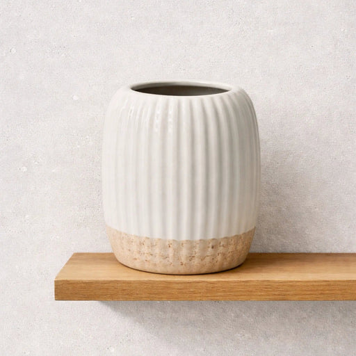 Nest & Stem Homewares Ceramic Vase Frankly Cotton Column Ribbed Ceramic Vase Frankly Cotton Column Ribbed Ceramic Vase