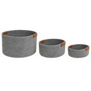 Frankly Cotton Dark Grey Basket with Tan Holders by Nest & Stem Homewares