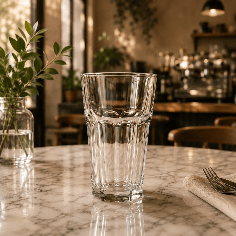 Frankly Cotton Clear Faceted Toughened Glass Tumbler 473ml by Nest & Stem Homewares