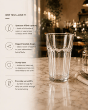 Frankly Cotton Clear Faceted Toughened Glass Tumbler 473ml by Nest & Stem Homewares