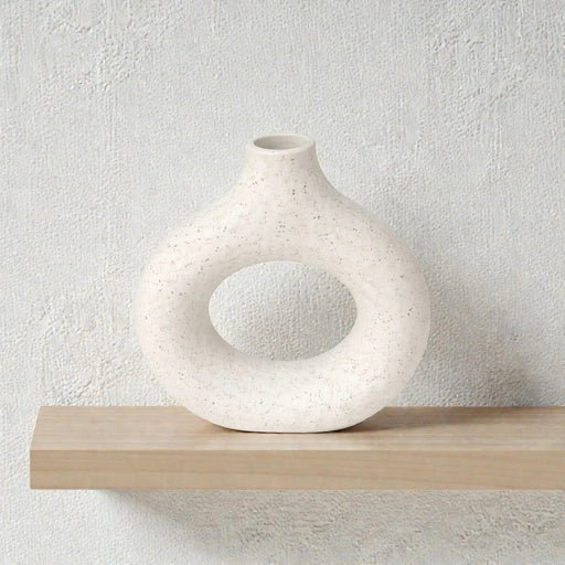 Frankly Cotton Speckled Ceramic Arch Vase by Nest & Stem Homewares