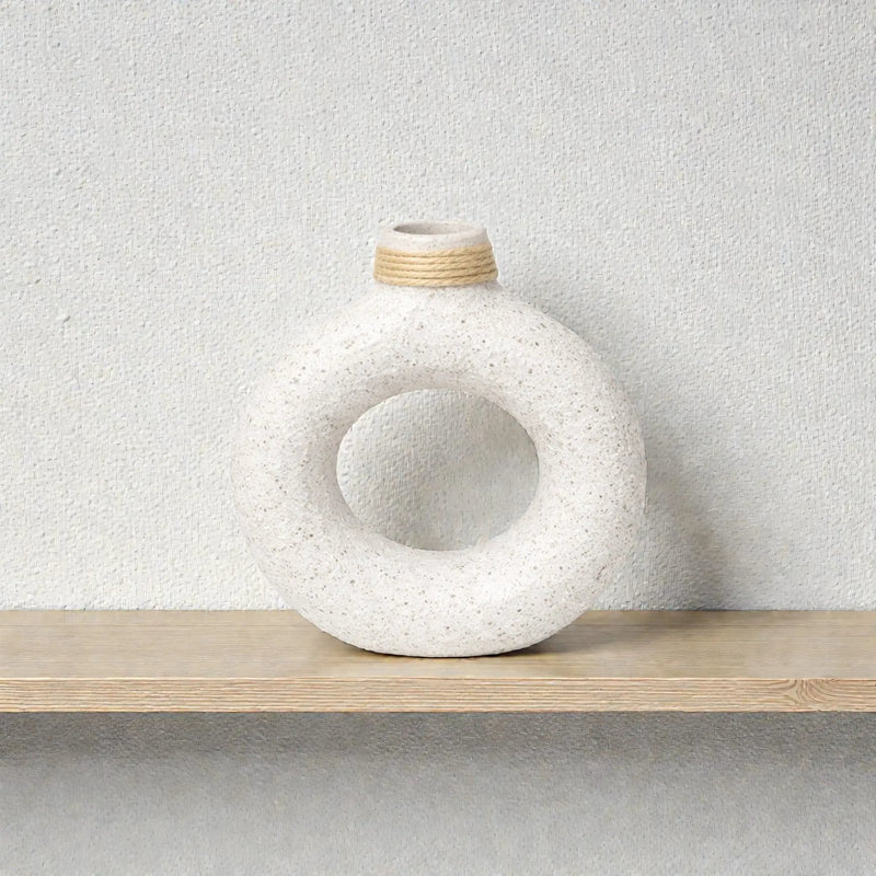Frankly Cotton Textured Ring Ceramic Vase by Nest & Stem Homewares