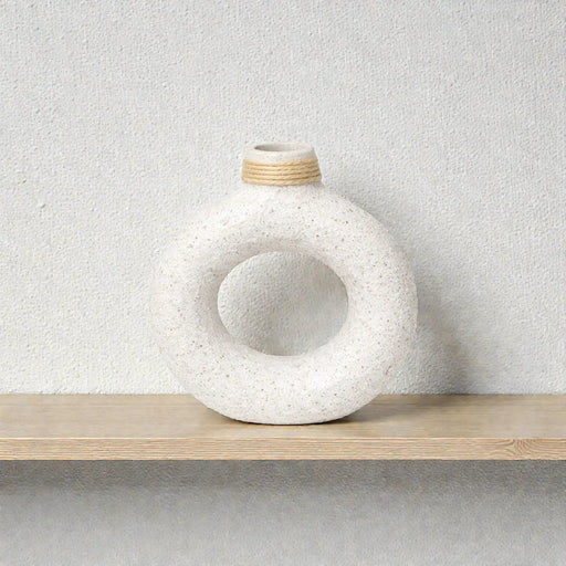 Frankly Cotton Textured Ring Ceramic Vase by Nest & Stem Homewares