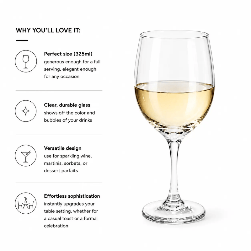 Frankly Cotton Clear Wine Toughened Glass 325ml by Nest & Stem Homewares