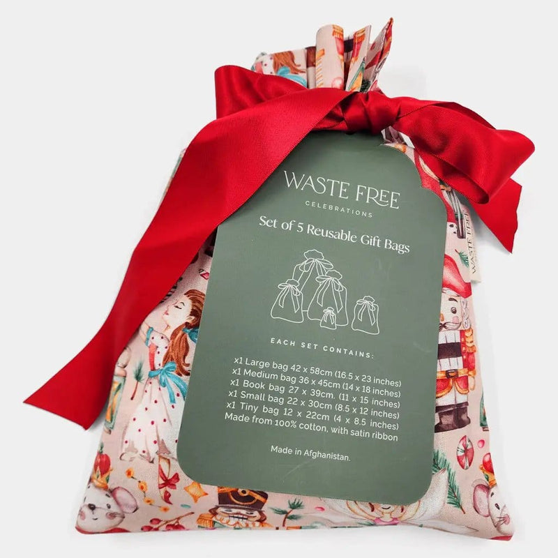 Waste Free Celebrations Fabric Gift Bags Nutcracker Fritz und freunde (Reusable Gift Bag Set) Nutcracker Fritz und freunde (Reusable Gift Bag Set)