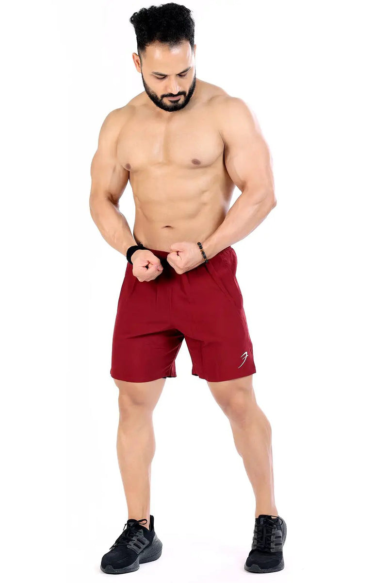 2 in 1 Compression Shorts Maroon by Fuaark Nz