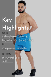 2 in 1 Compression Shorts Blue by Fuaark Nz
