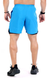 2 in 1 Compression Shorts Blue by Fuaark Nz