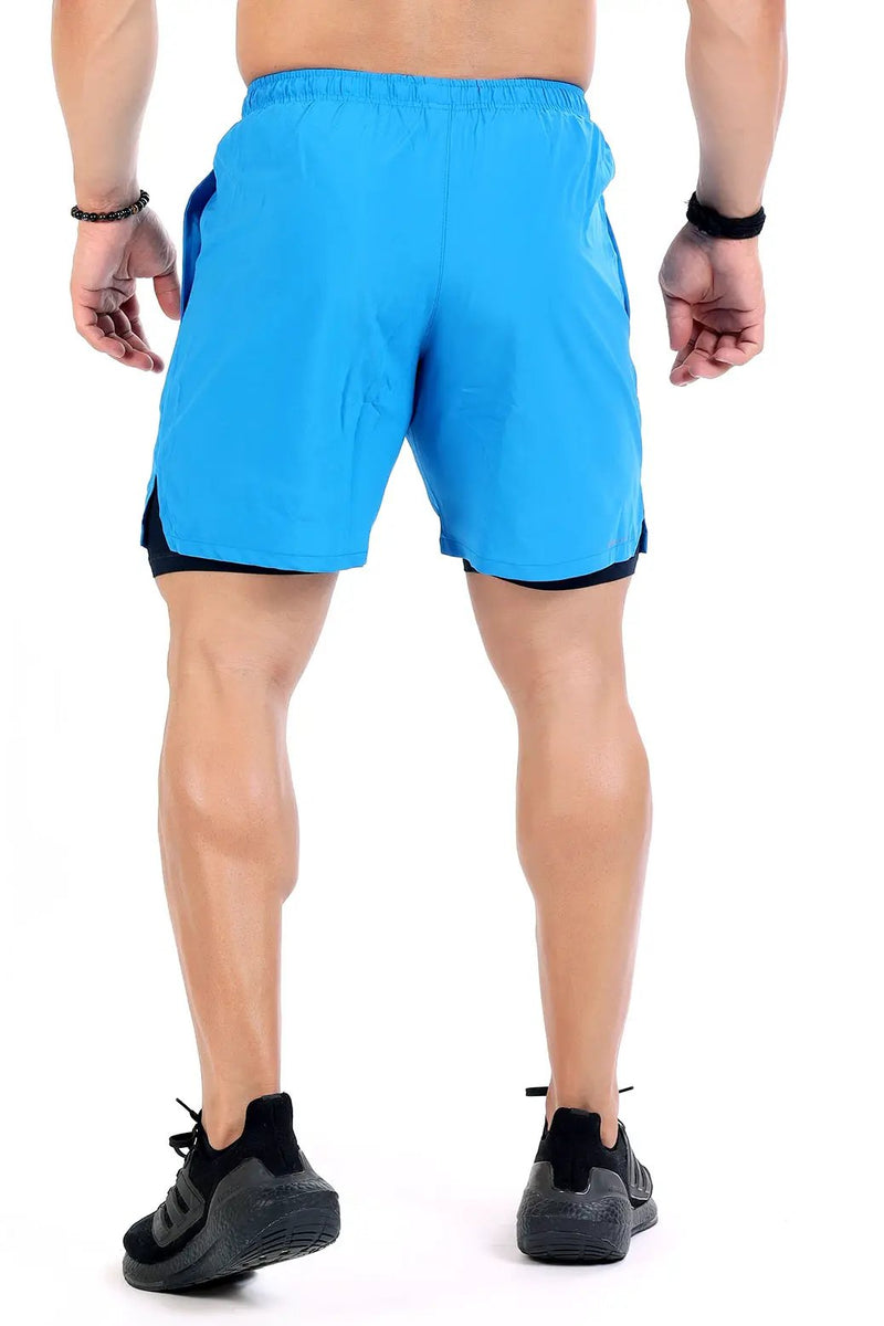 2 in 1 Compression Shorts Blue by Fuaark Nz
