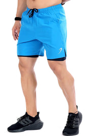 2 in 1 Compression Shorts Blue by Fuaark Nz
