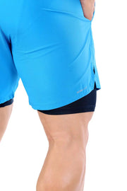 2 in 1 Compression Shorts Blue by Fuaark Nz