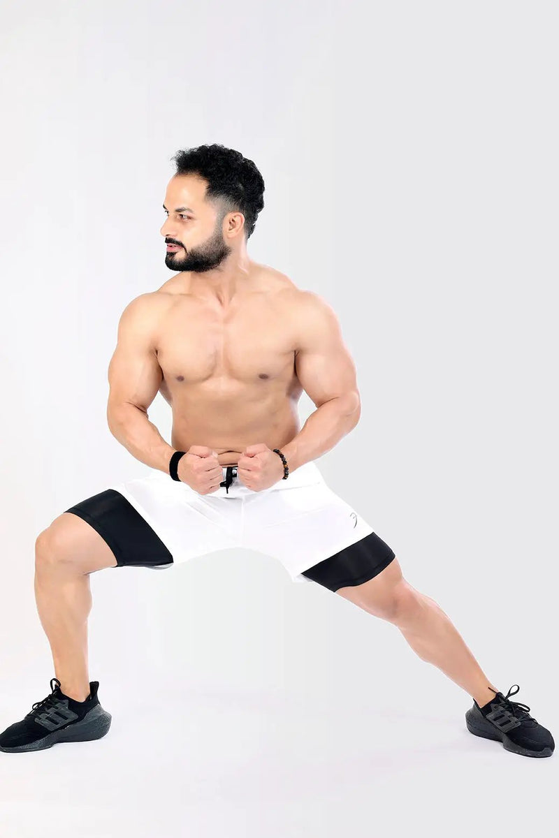 2 in 1 Compression Shorts White by Fuaark Nz
