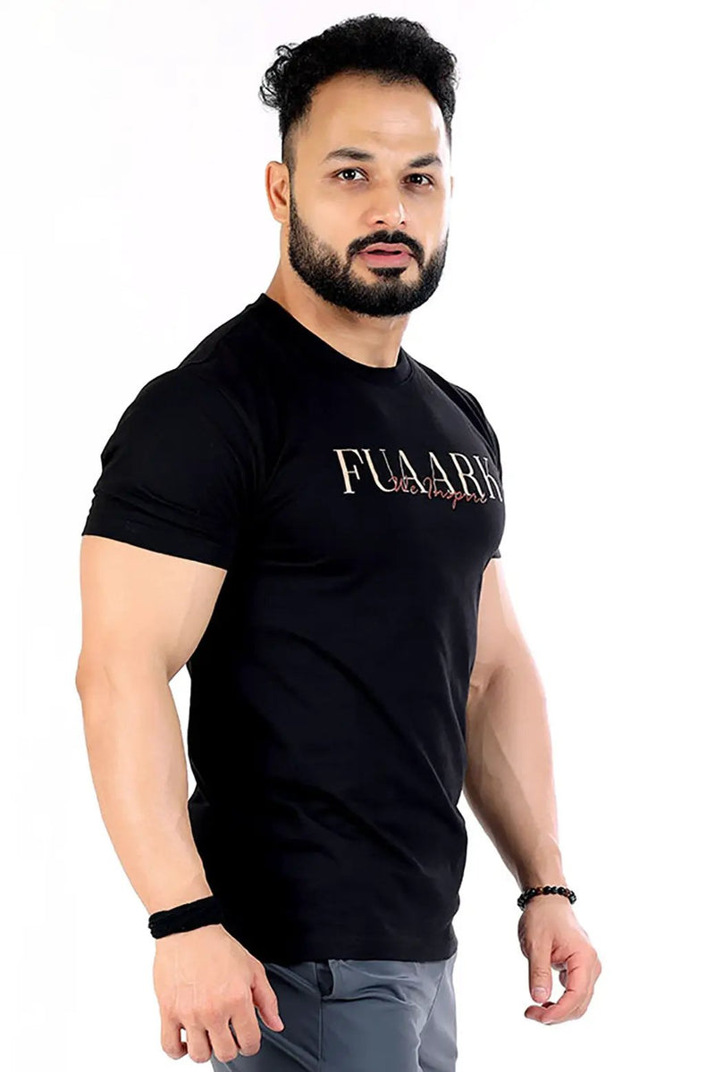 Classic T-shirt Black with Brown by Fuaark Nz
