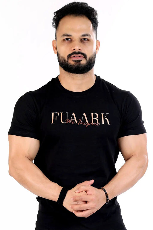 Classic T-shirt Black with Brown by Fuaark Nz