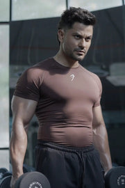 Compression T-shirt Brown by Fuaark Nz