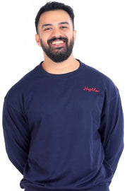Hustler Oversized Sweatshirt Navy by Fuaark Nz