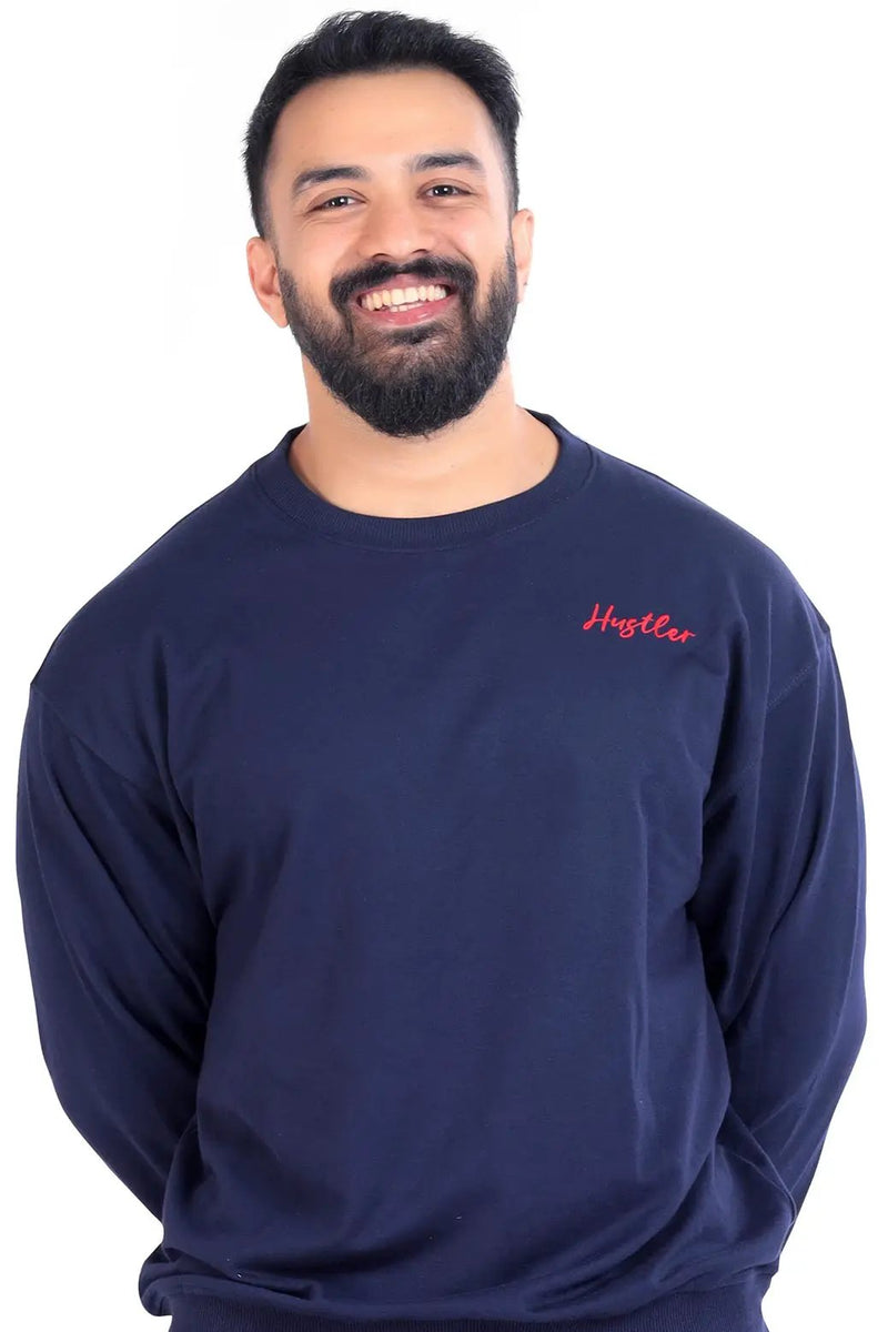 Hustler Oversized Sweatshirt Navy by Fuaark Nz