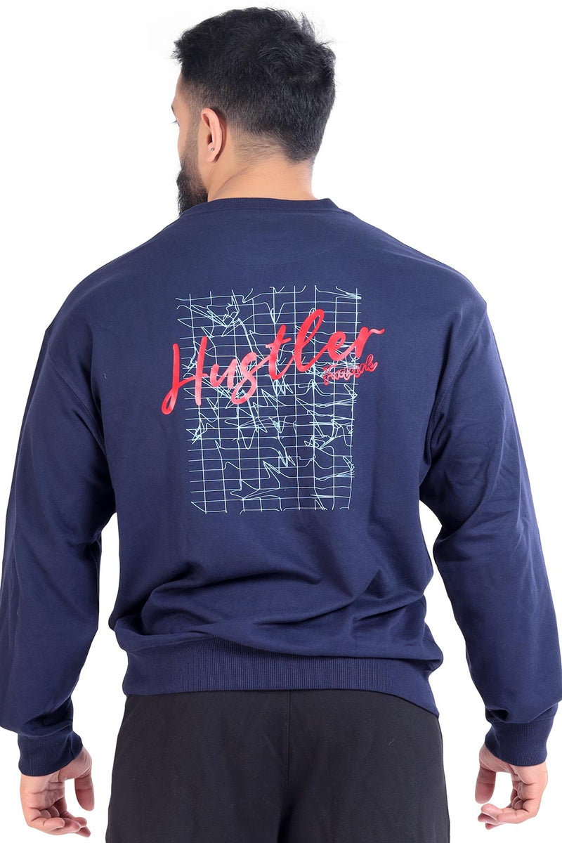 Hustler Oversized Sweatshirt Navy by Fuaark Nz