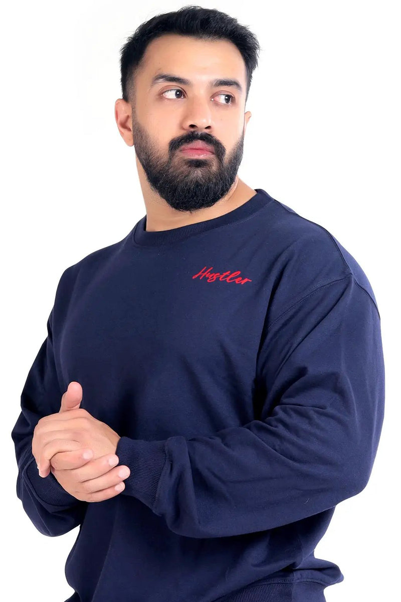 Hustler Oversized Sweatshirt Navy by Fuaark Nz