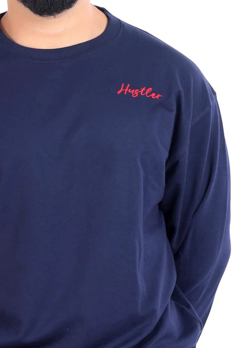 Hustler Oversized Sweatshirt Navy by Fuaark Nz