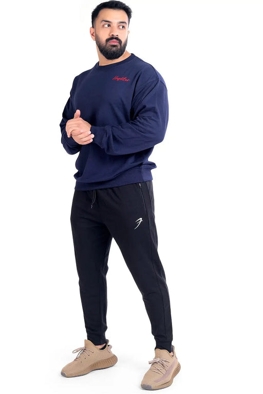 Hustler Oversized Sweatshirt Navy by Fuaark Nz