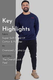 Hustler Oversized Sweatshirt Navy by Fuaark Nz