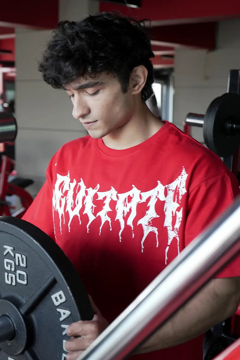 Levitate Oversized T-shirt Red by Fuaark Nz