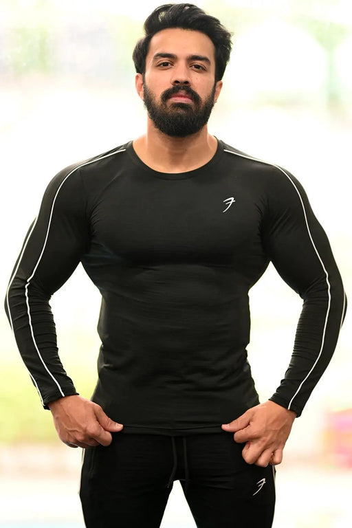 Revival Piping Fullsleeves T-shirt Black by Fuaark Nz
