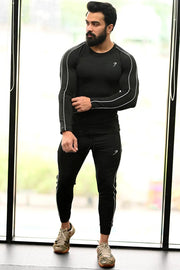 Revival Piping Fullsleeves T-shirt Black by Fuaark Nz