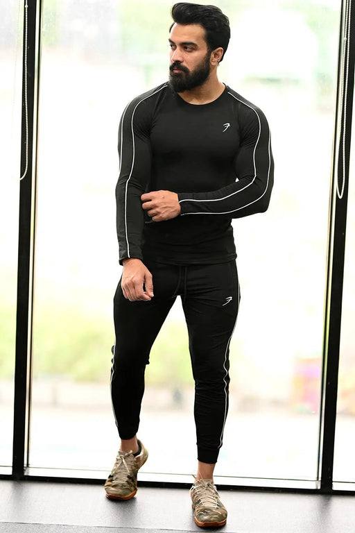 Revival Piping Fullsleeves T-shirt Black by Fuaark Nz