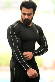 Revival Piping Fullsleeves T-shirt Black by Fuaark Nz